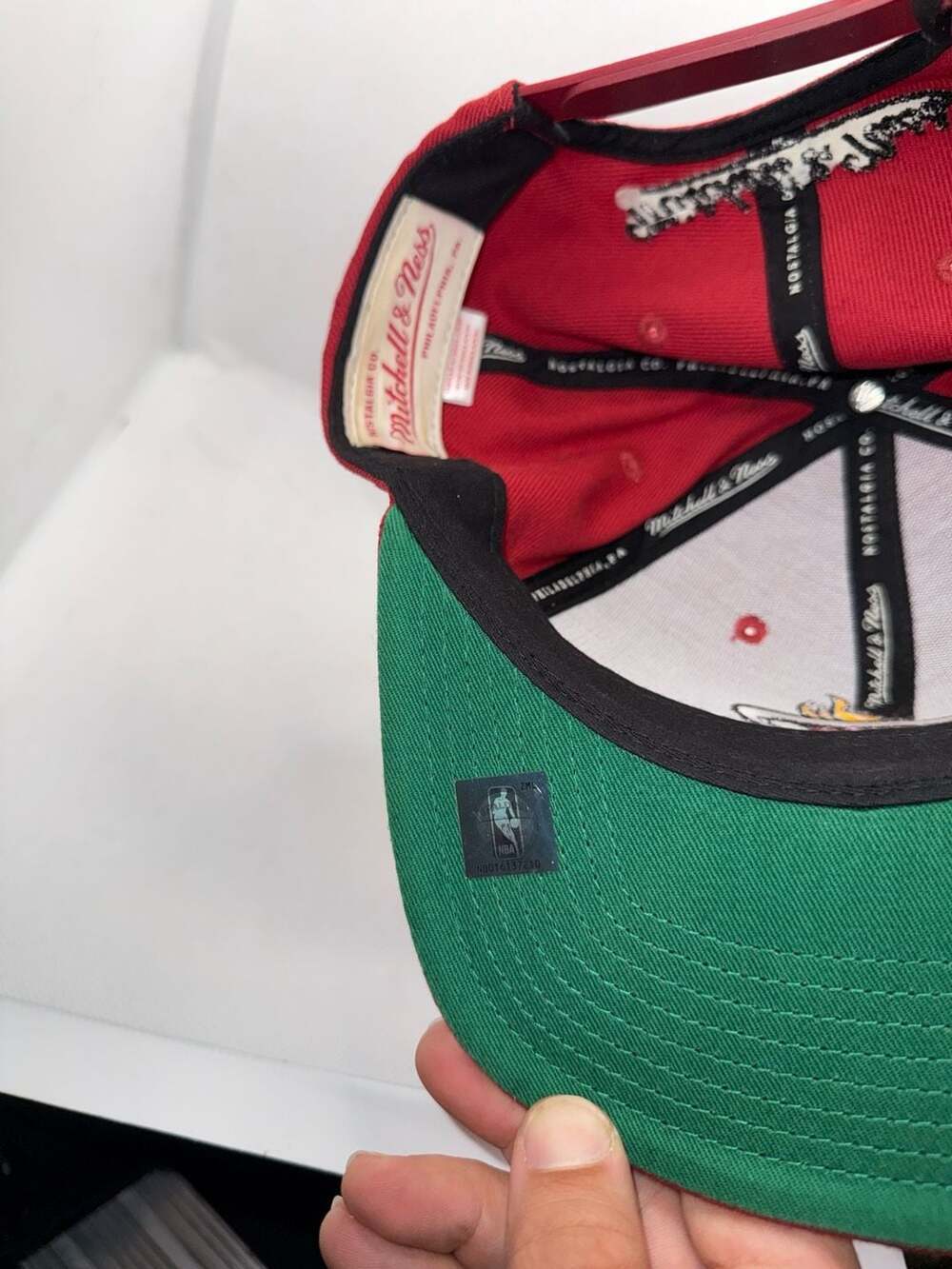 Mitchell & Ness Miami Heat Red Snapback Hat Green Underbrim Adjustable - Picture 8 of 8